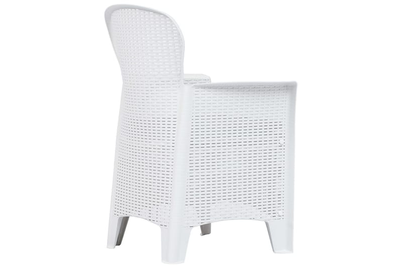 Havestole 2 Stk. Med Hynde Plastik Rattanlook Hvid - Hvid - Havemøbler - Havestole - Spisebordsstole udendørs