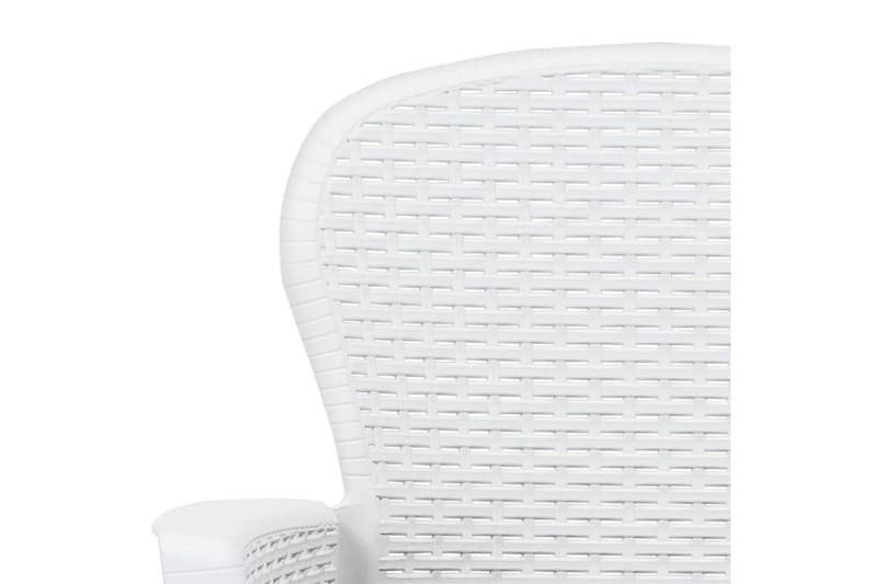 Havestole 2 Stk. Med Hynde Plastik Rattanlook Hvid - Hvid - Havemøbler - Havestole - Spisebordsstole udendørs