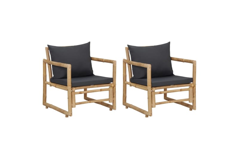 havestole 2 stk. med hynder bambus - Brun - Havemøbler - Havestole - Spisebordsstole udend�ørs