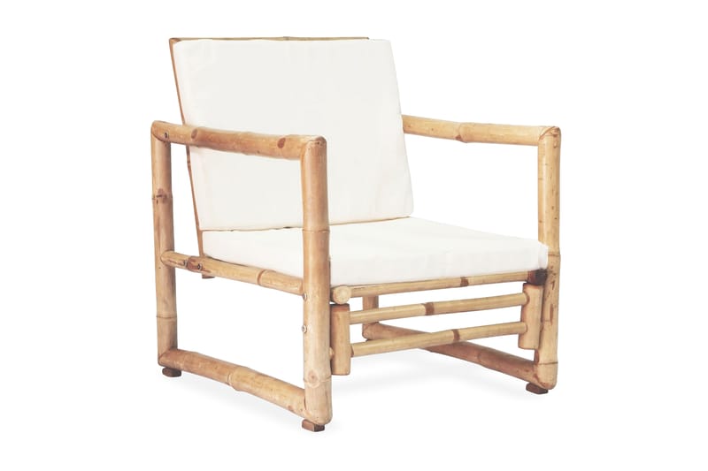 Havestole 2 Stk. Med Hynder Og Puder Bambus - Brun - Spisebordsstole udendørs - Altanstole