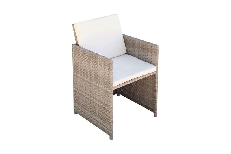 Havestole 2 Stk. Med Hynder Og Puder Polyrattan Beige - Grå - Havemøbler - Havestole - Spisebordsstole udendørs