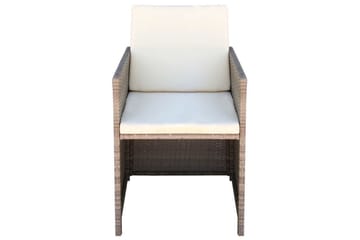 Havestole 2 Stk. Med Hynder Og Puder Polyrattan Beige - Grå - Havemøbler - Havestole - Spisebordsstole udendørs