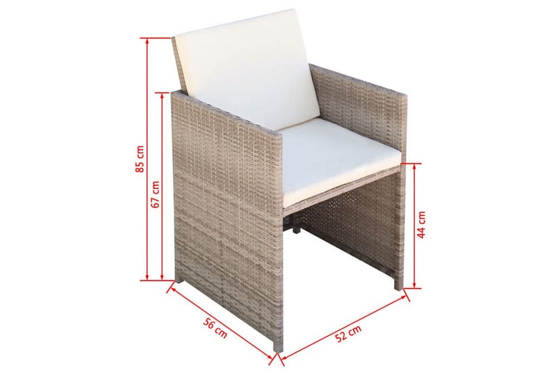 Havestole 2 Stk. Med Hynder Og Puder Polyrattan Beige - Grå - Havemøbler - Havestole - Spisebordsstole udendørs