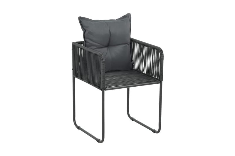 Havestole 2 Stk. Med Puder Polyrattan Sort - Sort - Havemøbler - Havestole - Spisebordsstole udendørs