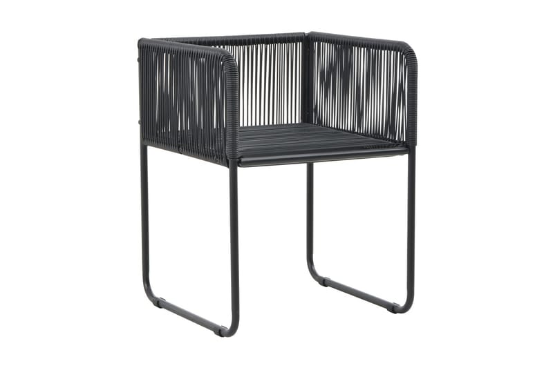 Havestole 2 Stk. Med Puder Polyrattan Sort - Sort - Havemøbler - Havestole - Spisebordsstole udendørs
