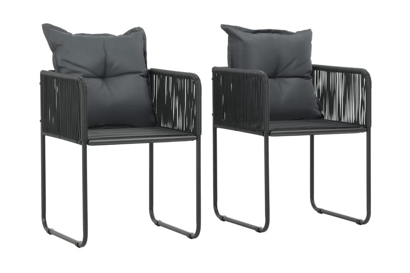 Havestole 2 Stk. Med Puder Polyrattan Sort - Sort - Havemøbler - Havestole - Spisebordsstole udendørs
