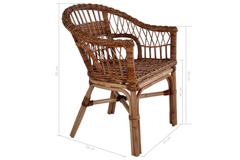 Havestole 2 Stk. Naturligt Rattan Brun - Brun - Spisebordsstole udendørs - Altanstole