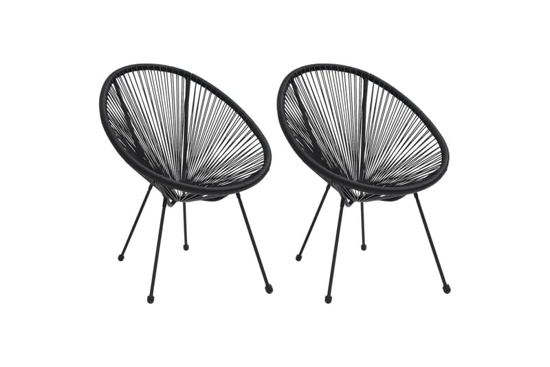 havestole 2 stk. rattan sort - Sort - Havemøbler - Havestole - Spisebordsstole udendørs