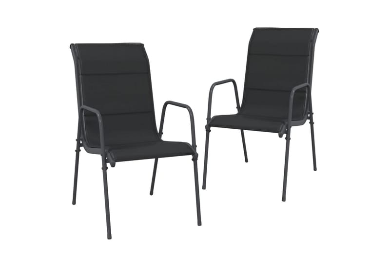 havestole 2 stk. stål og textilene sort - Sort - Spisebordsstole udendørs - Altanstole