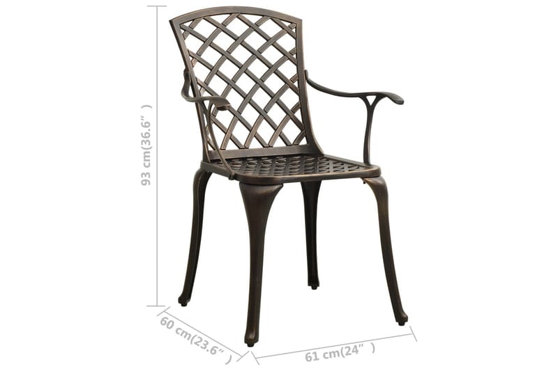 Havestole 2 Stk. Støbt Aluminium Bronzefarvet - Brun - Havemøbler - Havestole - Spisebordsstole udendørs