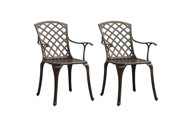 Havestole 2 Stk. Støbt Aluminium Bronzefarvet - Brun - Havemøbler - Havestole - Spisebordsstole udendørs