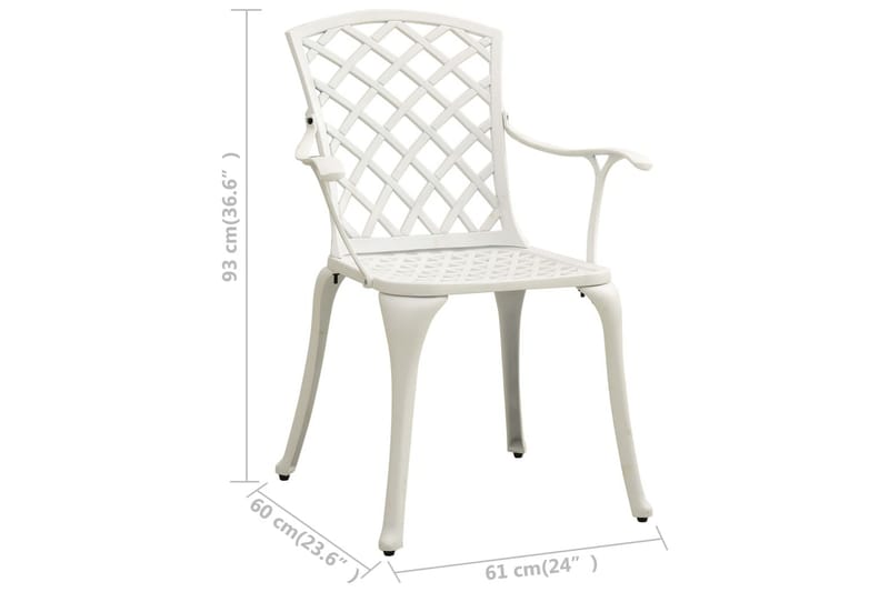 Havestole 2 Stk. Støbt Aluminium Hvid - Hvid - Havemøbler - Havestole - Spisebordsstole udendørs