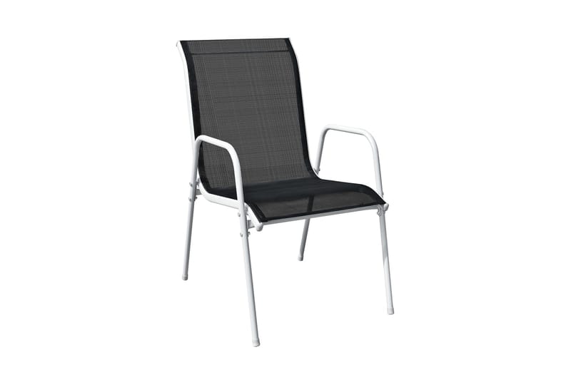Havestole 2 Stk. Stabelbare Stål og Textilene Sort - Sort - Spisebordsstole udendørs - Altanstole