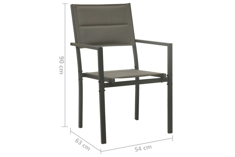 havestole 2 stk. textilene og stål grå og antracitgrå - Grå - Spisebordsstole udendørs - Altanstole