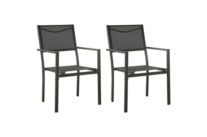 havestole 2 stk. textilene og stål sort og antracitgrå - Sort - Spisebordsstole udendørs - Altanstole