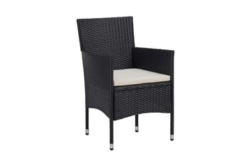 Havestole 2 stk. polyrattan sort - Sort - Havemøbler - Havestole - Spisebordsstole udendørs