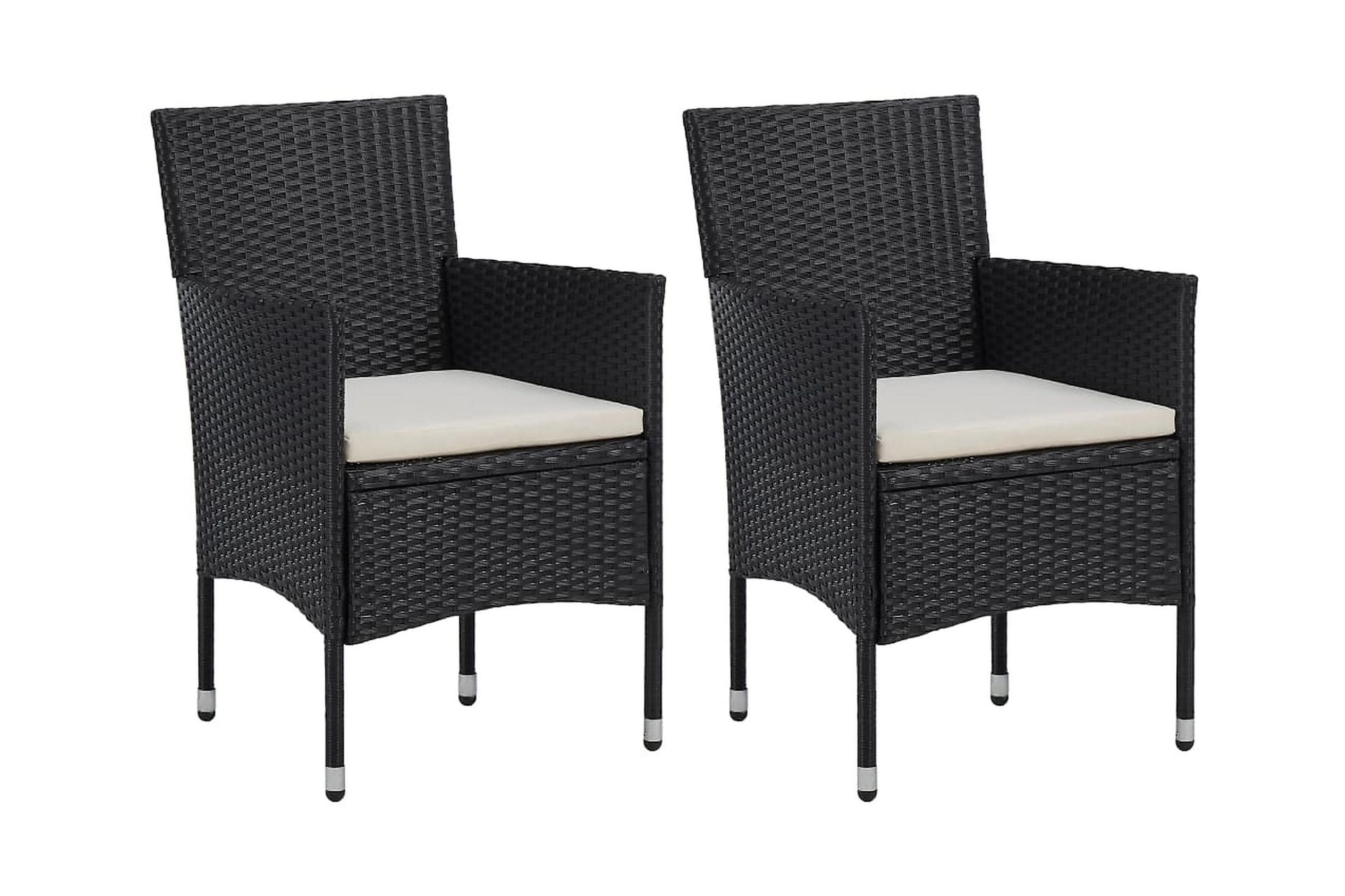 Havestole 2 stk. polyrattan sort - Sort - Havemøbler - Havestole - Spisebordsstole udendørs