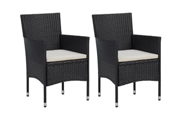 Havestole 2 stk. polyrattan sort - Sort - Havemøbler - Havestole - Spisebordsstole udendørs