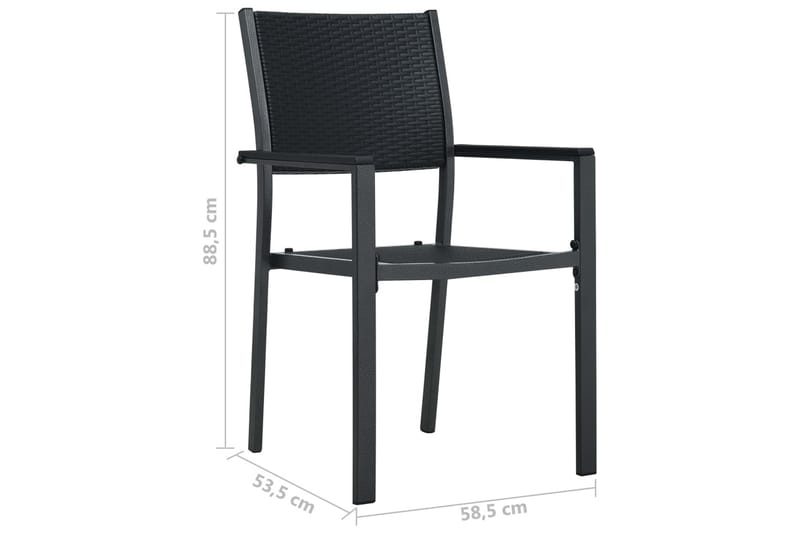 Havestole 2 Stk. Plastik Rattanlook Sort - Sort - Spisebordsstole udendørs - Altanstole