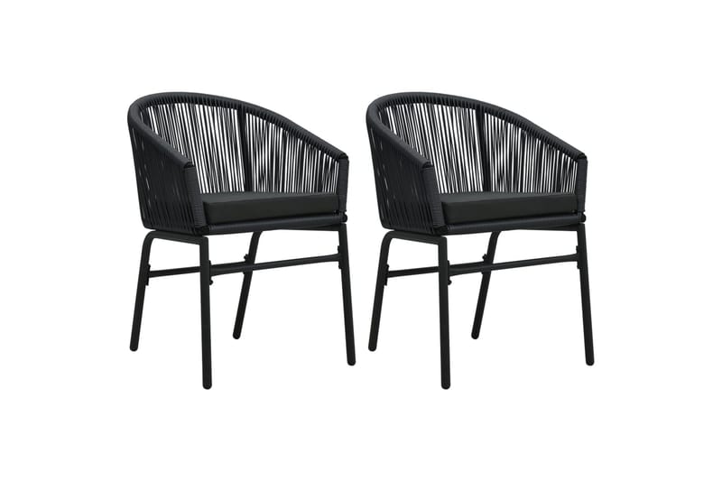 havestole 2 stk. PVC rattan sort - Sort - Spisebordsstole udendørs - Altanstole