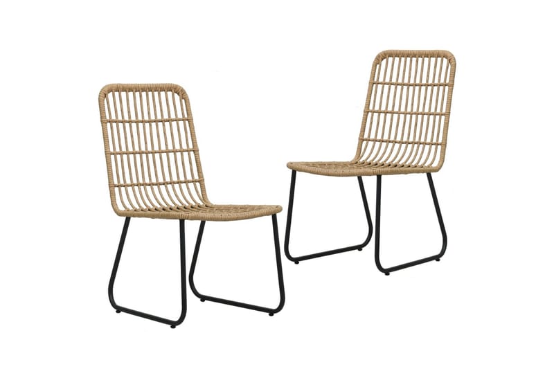 Havestole 2 stk. Polyrattan Egetræsfarve - Brun - Spisebordsstole udendørs - Altanstole