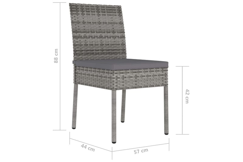 Havestole 2 stk. polyrattan grå - Grå - Spisebordsstole udendørs - Altanstole