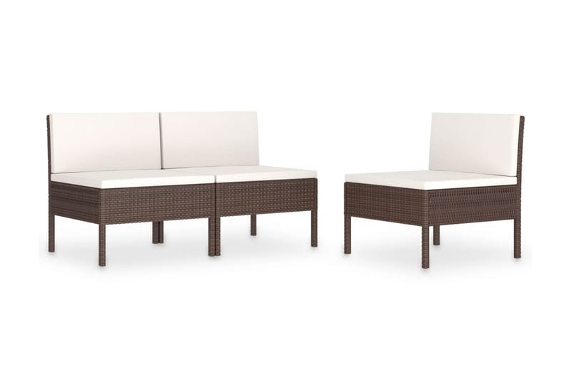 Havestole 3 Stk. Med Hynder Polyrattan Brun - Brun - Havemøbler - Havestole - Spisebordsstole udendørs