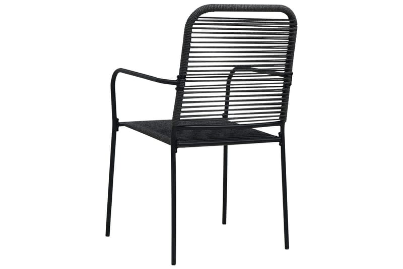 Havestole 4 stk. bomuldsreb og stål sort - Sort - Spisebordsstole udendørs - Altanstole