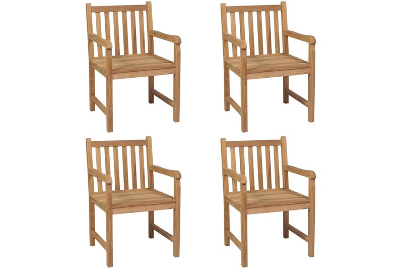 havestole 4 stk. massivt teaktræ - Brun - Havemøbler - Havestole - Spisebordsstole udendørs