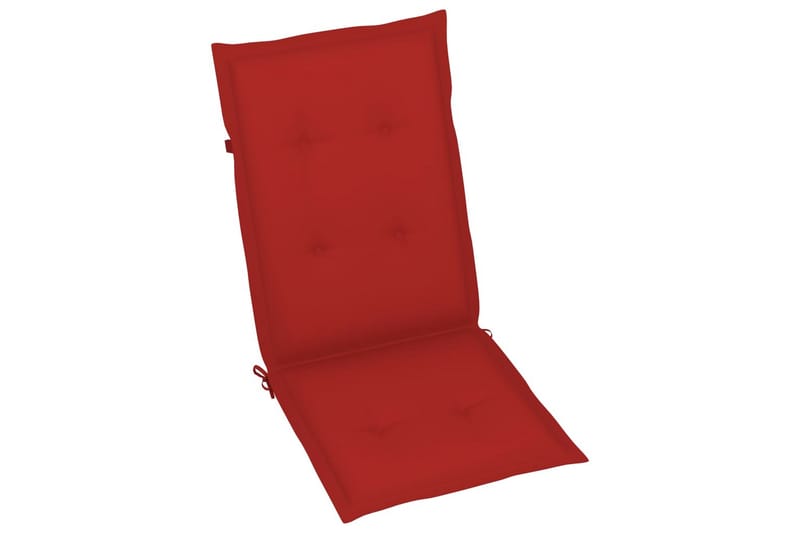 havestole 4 stk. med røde hynder massivt teaktræ - Rød - Spisebordsstole udendørs - Altanstole