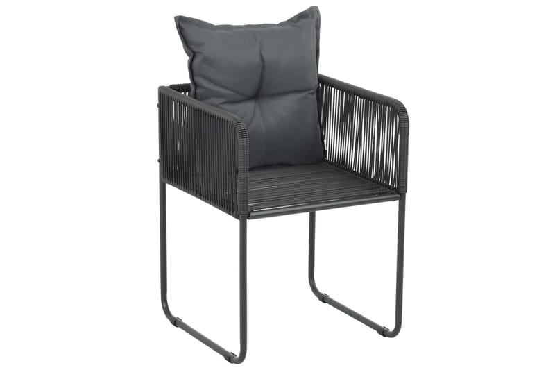 havestole 4 stk. med puder polyrattan sort - Sort - Havemøbler - Havestole - Spisebordsstole udendørs