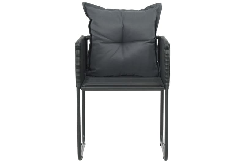 havestole 4 stk. med puder polyrattan sort - Sort - Havemøbler - Havestole - Spisebordsstole udendørs
