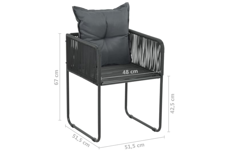 havestole 4 stk. med puder polyrattan sort - Sort - Havemøbler - Havestole - Spisebordsstole udendørs