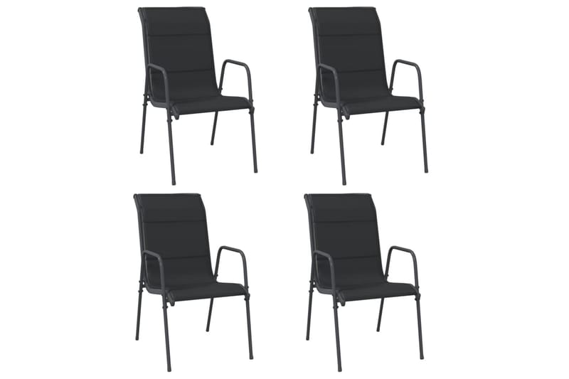 havestole 4 stk. stål og textilene sort - Sort - Havemøbler - Havestole - Spisebordsstole udendørs