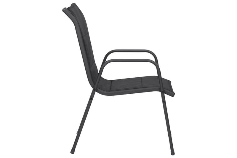 havestole 4 stk. stål og textilene sort - Sort - Spisebordsstole udendørs - Altanstole