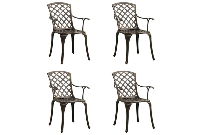Havestole 4 Stk. Støbt Aluminium Bronzefarvet - Brun - Havemøbler - Havestole - Spisebordsstole udendørs