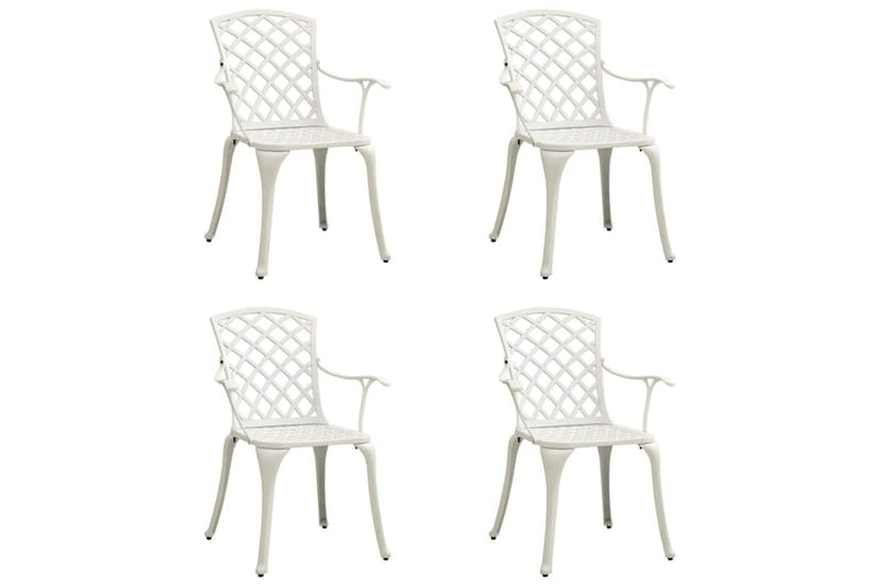 Havestole 4 Stk. Støbt Aluminium Hvid - Hvid - Havemøbler - Havestole - Spisebordsstole udendørs