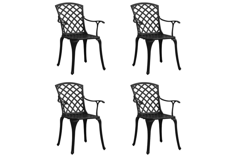 Havestole 4 Stk. Støbt Aluminium Sort - Sort - Havemøbler - Havestole - Spisebordsstole udendørs