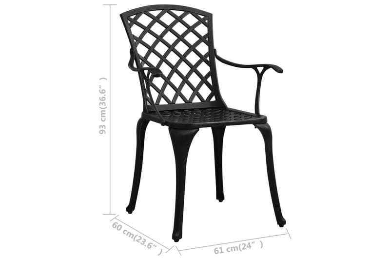 Havestole 4 Stk. Støbt Aluminium Sort - Sort - Havemøbler - Havestole - Spisebordsstole udendørs