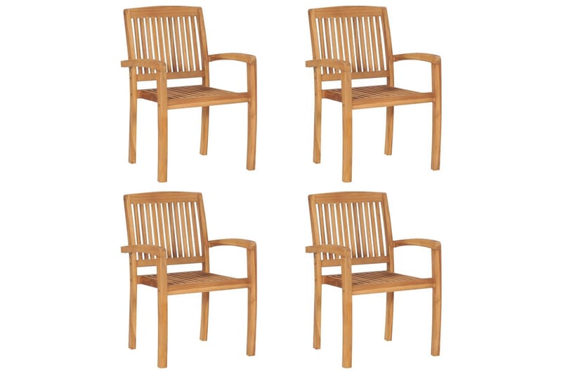 havestole 4 stk. stabelbare massivt teaktræ - Brun - Havemøbler - Havestole - Spisebordsstole udendørs