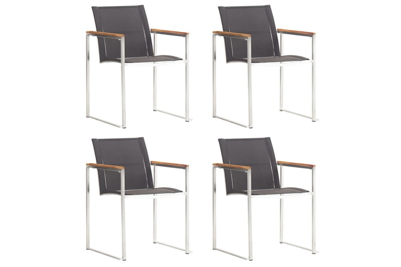 Havestole 4 stk. Textilene Og Rustfrit Stål Grå - Grå - Spisebordsstole udendørs - Altanstole