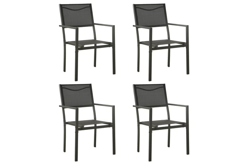 havestole 4 stk. textilene og stål sort og antracitgrå - Sort - Spisebordsstole udendørs - Altanstole