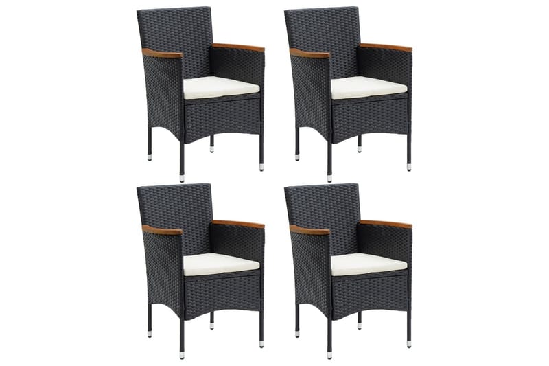 havestole 4 stk. polyrattan sort - Sort - Havemøbler - Havestole - Spisebordsstole udendørs