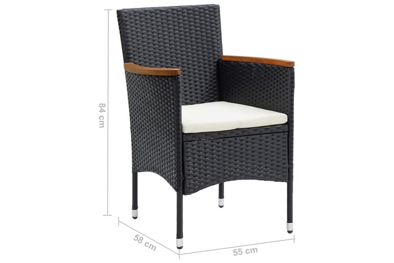 havestole 4 stk. polyrattan sort - Sort - Havemøbler - Havestole - Spisebordsstole udendørs
