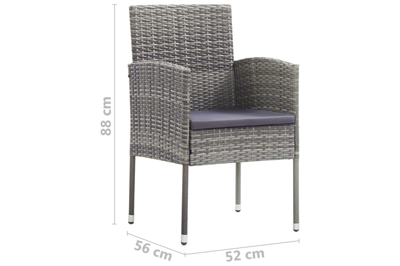 Havestole 4 stk. polyrattan antracitgrå - Antracit - Spisebordsstole udendørs - Altanstole