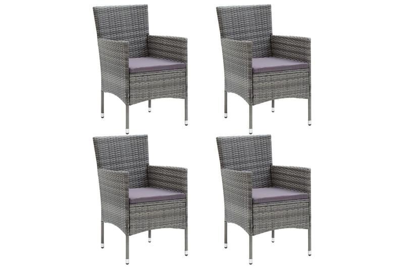 havestole 4 stk. polyrattan grå - Grå - Havemøbler - Havestole - Spisebordsstole udendørs