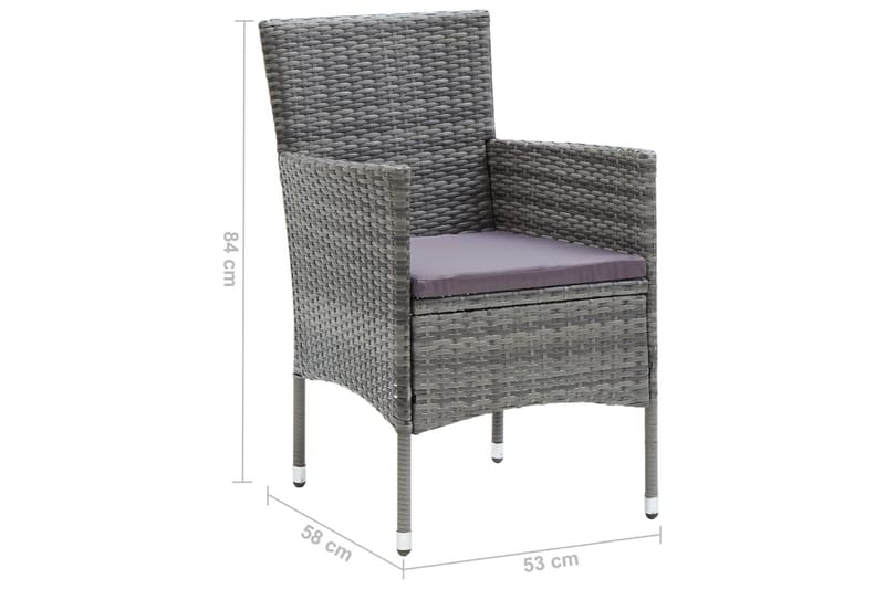 havestole 4 stk. polyrattan grå - Grå - Havemøbler - Havestole - Spisebordsstole udendørs