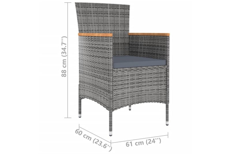 havestole 4 stk. polyrattan grå - Grå - Havemøbler - Havestole - Spisebordsstole udendørs