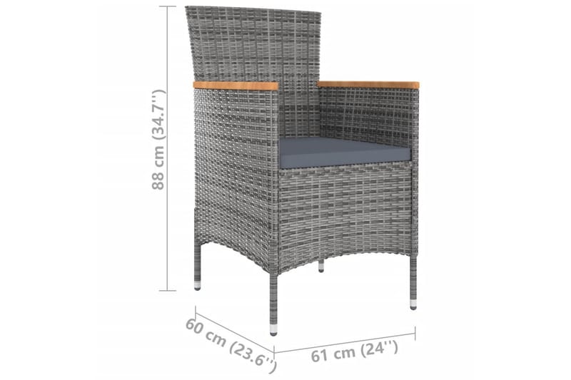 havestole 4 stk. polyrattan grå - Grå - Spisebordsstole udendørs - Altanstole