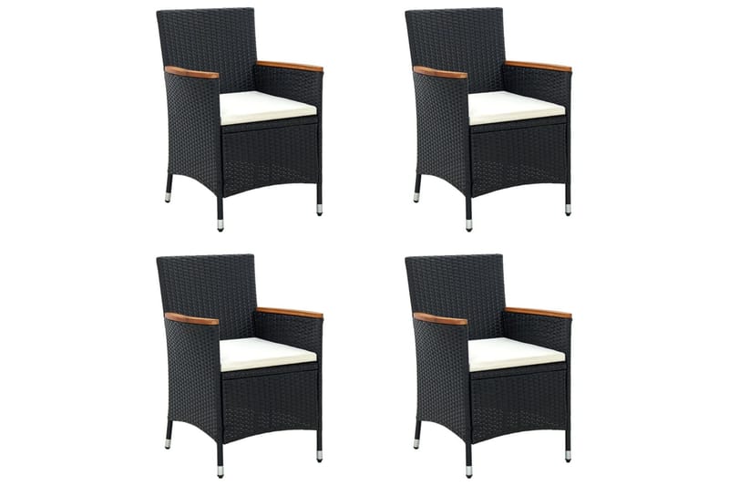 havestole 4 stk. polyrattan sort - Sort - Havemøbler - Havestole - Spisebordsstole udendørs